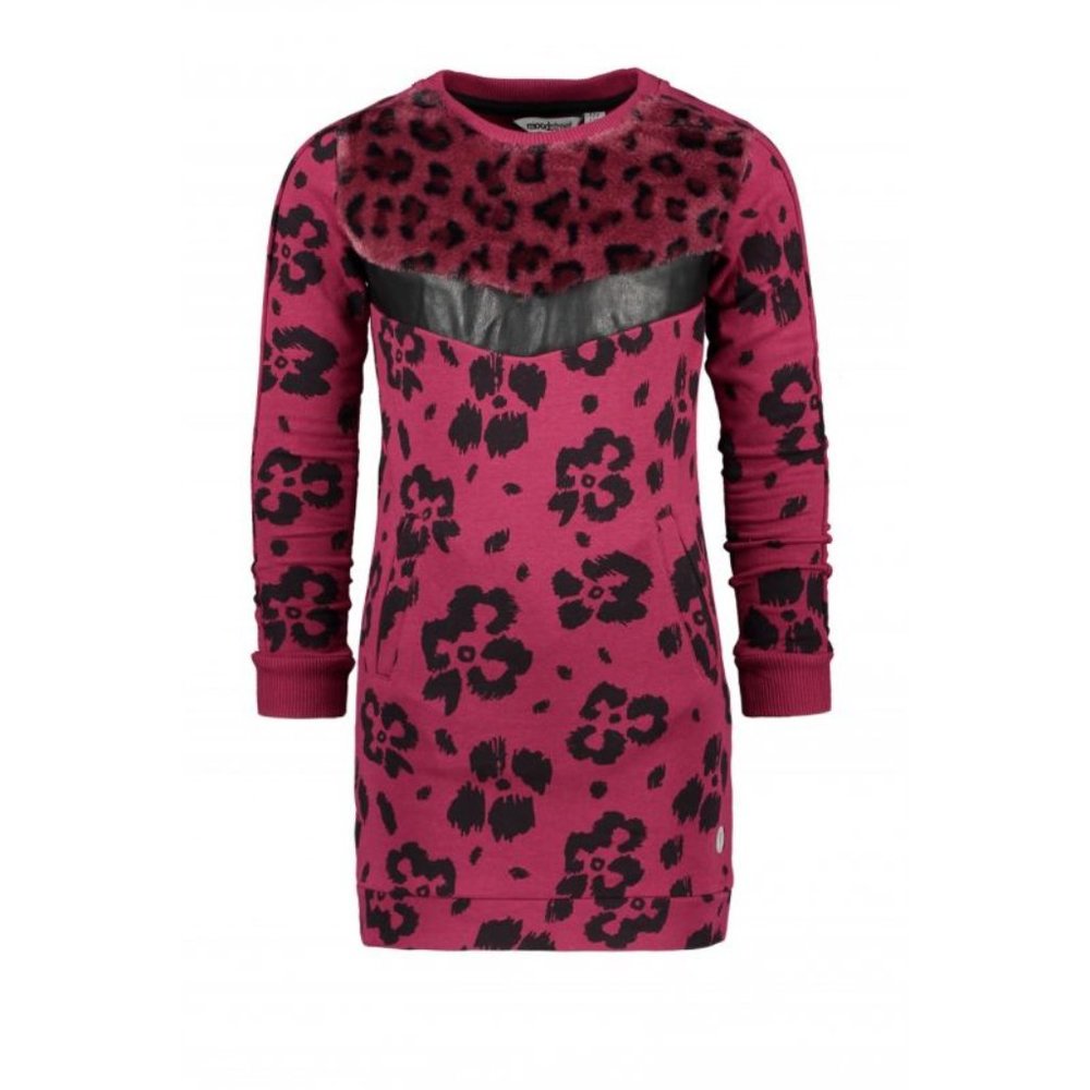 NWT - Moodstreet - Red printed fleece and faux fur dress